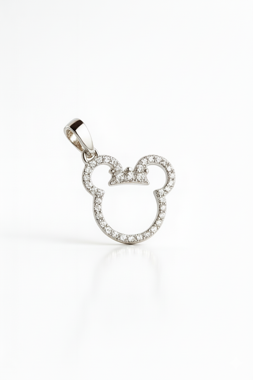 Mickey Diamond Pendant – Eleganter Luxus mit verspieltem Charme 14 Karat Silber