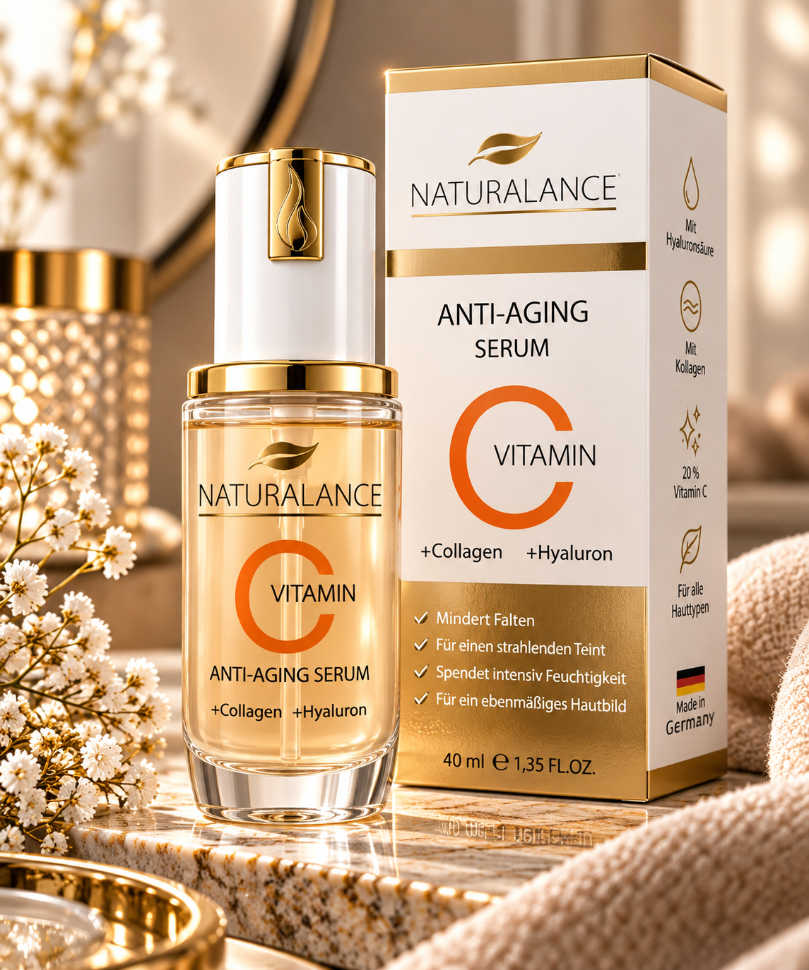 Naturalance Anti-Aging Vitamin C Serum mit Hyaluron & Collagen – 40 ml
