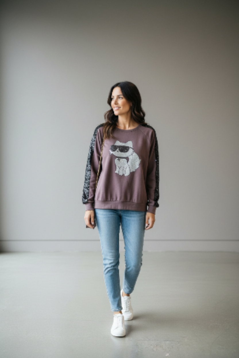 Kätzchen Glitzer Pulli