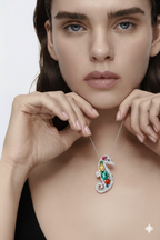 Seepferdchen Anhänger – Sterling Silber mit bunten Edelsteinen